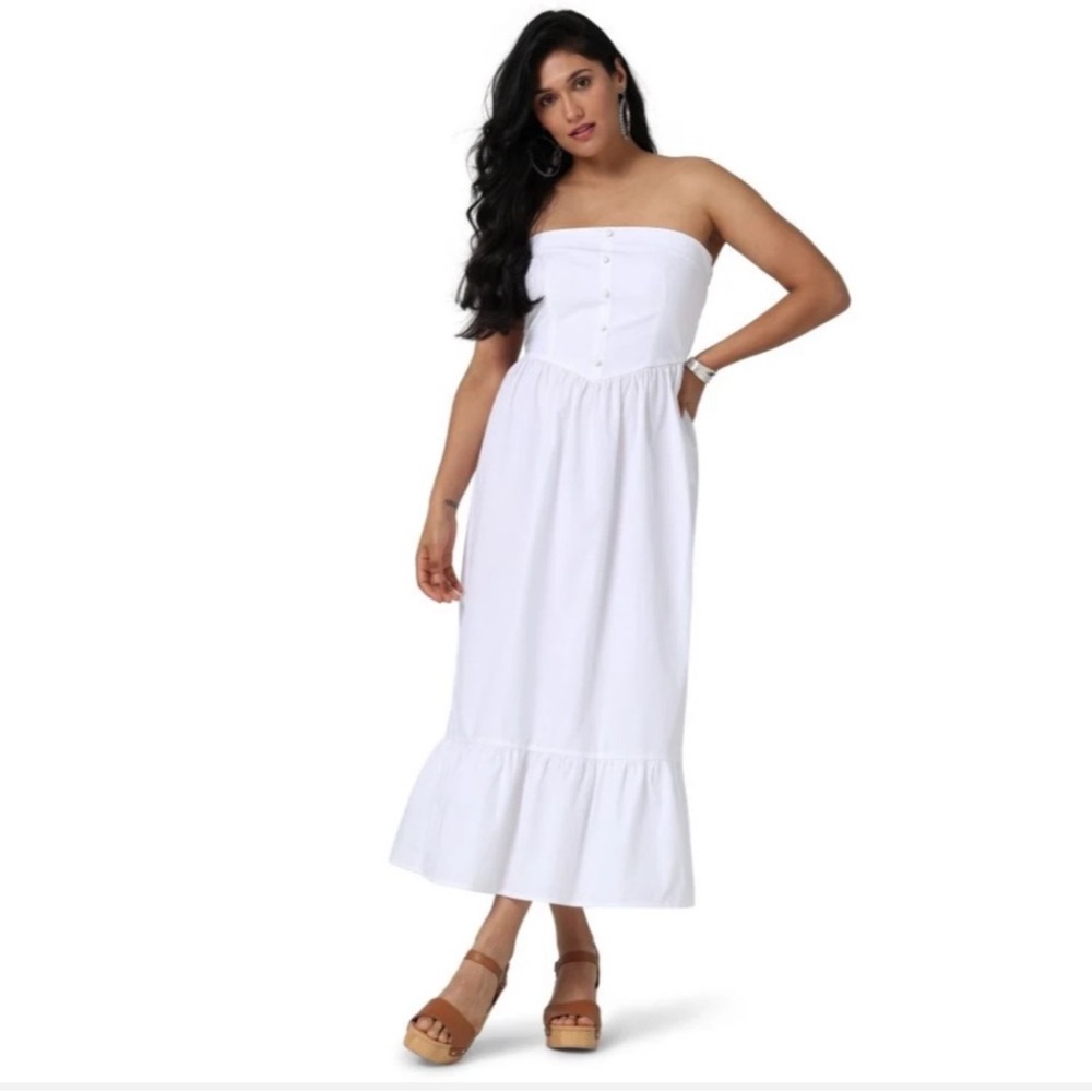 Wrangler Retro Americana Strapless Corset Dress Bright White XL